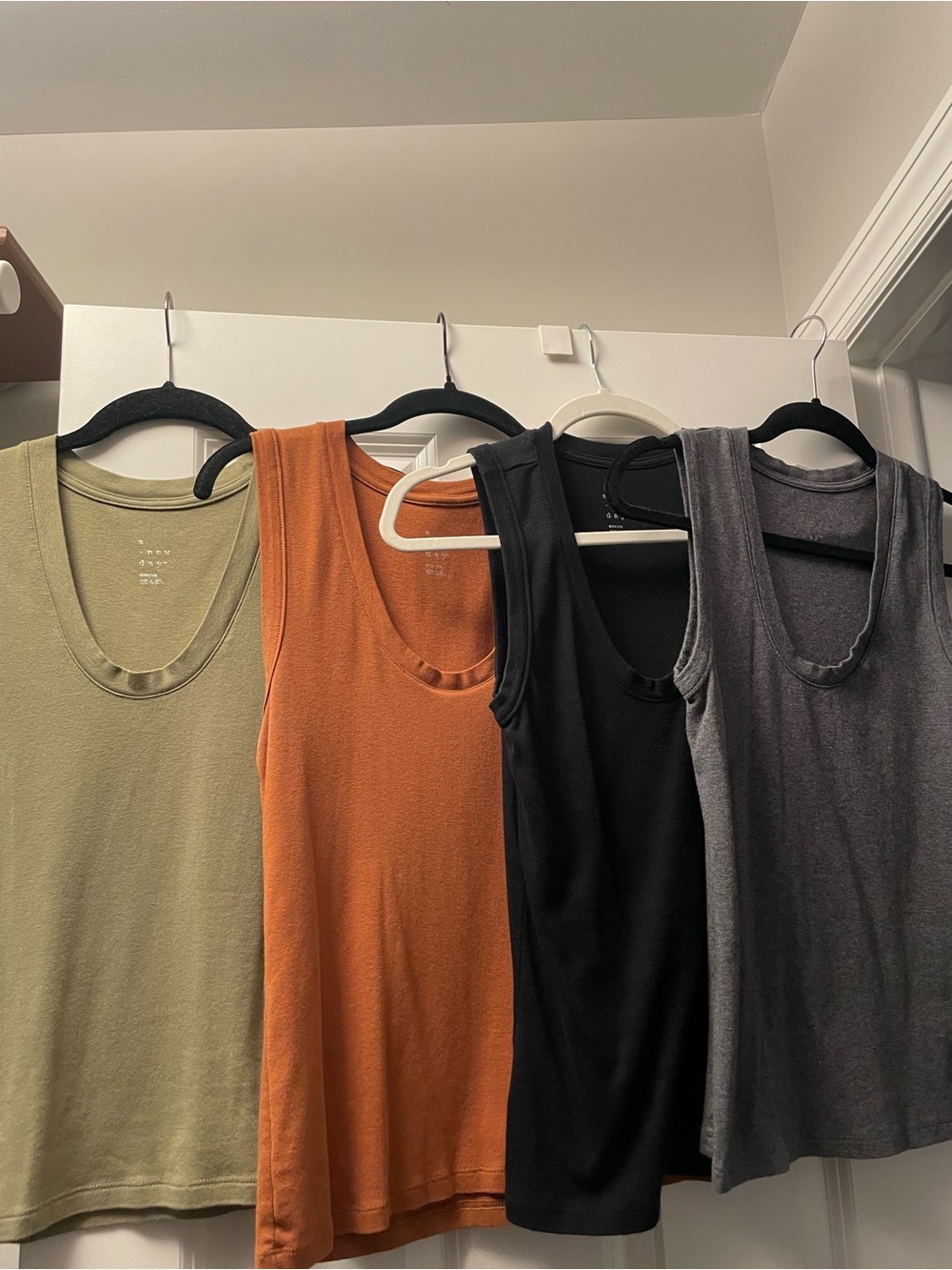 a new day Scoop Neck Ribbed Tank Top - Olive, Rust, Black, Gray